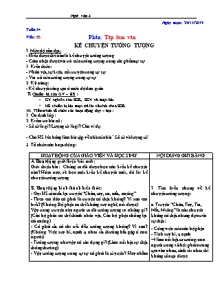 Giáo án Ngữ văn Lớp 6 - Tiết 53: Kể chuyện tưởng tượng - Năm học 2019-2020