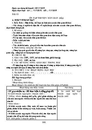 Giáo án Ngữ văn Lớp 6 - Tiết 53: Ôn tập truyện dân gian - Năm học 2019-2020