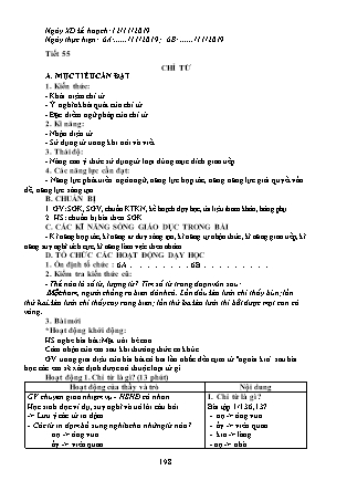 Giáo án Ngữ văn Lớp 6 - Tiết 55: Chỉ từ - Năm học 2019-2020