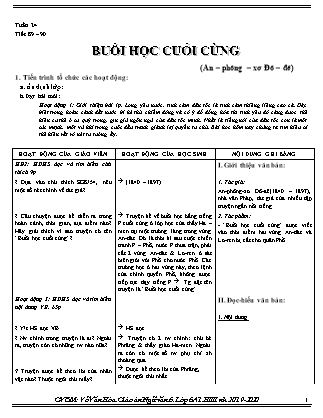 Giáo án Ngữ văn Lớp 6 - Tiết 89-92 - Năm học 2019-2020 - Võ Văn Hóa