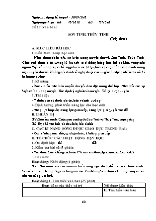 Giáo án Ngữ văn Lớp 6 - Tiết 9: Văn bản "Sơn Tinh, Thủy Tinh" - Năm học 2019-2020