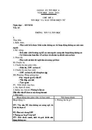 Giáo án Tin học Khối 6 - Chương trình cả năm - Năm học 2020-2021