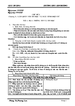 Giáo án Tin học Lớp 6 - Chương trình cả năm - Phùng Thị Phương Lan