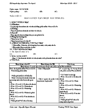 Giáo án Tin học Lớp 6 - Tiết 11+14 - Năm học 2020-2021 - Nguyễn Ngọc Khuyên