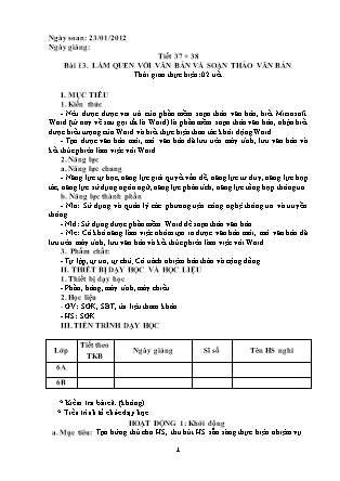 Giáo án Tin học Lớp 6 - Tiết 37-44 - Năm học 2011-2012