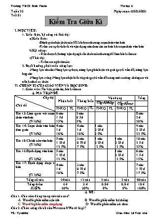 Giáo án Tin học Lớp 6 - Tiết 51-54 - Lê Trúc Mai