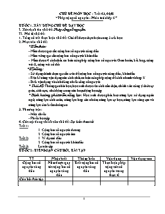 Giáo án Toán Lớp 6 - Tiết 43-45: Phép cộng sô nguyên