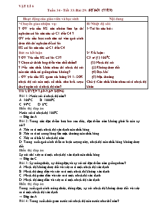 Giáo án Vật lí Lớp 6 - Tiết 33, Bài 29: Sự sôi