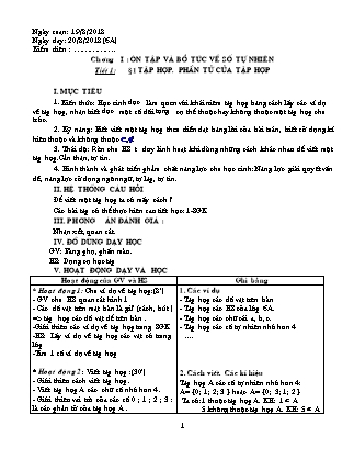 Giáo án Đại số Lớp 6 - Tiết 1-48 - Năm học 2018-2019