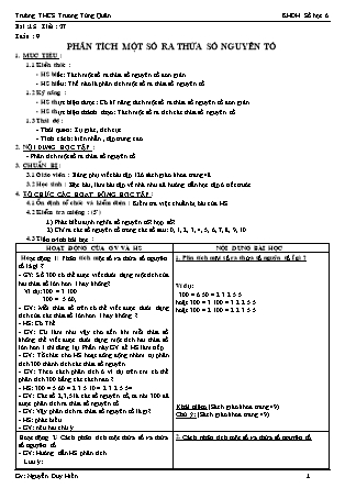 Giáo án Đại số Lớp 6 - Tiết 27: Phân tích một số ra thừa số nguyên tố - Trường Trung học Cơ sở Trương Tùng Quân