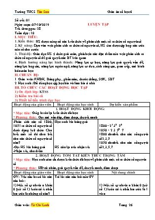 Giáo án Đại số Lớp 6 - Tiết 28: Luyện tập - Năm học 2019-2020 - Trường Trung học Cơ sở Tân Sơn