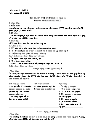 Giáo án Đại số Lớp 6 - Tiết 65: Ôn tập chương II - Năm học 2019-2020