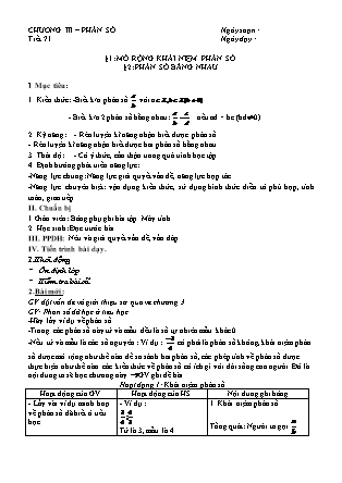 Giáo án Đại số Lớp 6 - Tiết 71, Bài 1+2 - Năm học 2019-2020