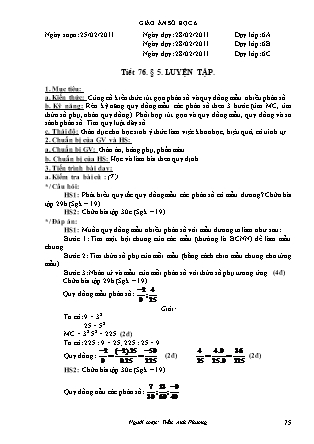 Giáo án Đại số Lớp 6 - Tiết 76, Bài 5: Luyện tập - Năm học 2010-2011 - Trần Anh Phương