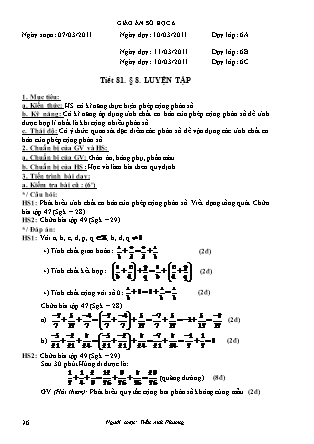 Giáo án Đại số Lớp 6 - Tiết 81, Bài 8: Luyện tập - Năm học 2010-2011 - Trần Anh Phương