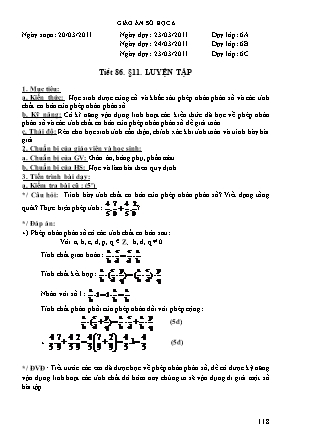 Giáo án Đại số Lớp 6 - Tiết 86, Bài 11: Luyện tập - Năm học 2010-2011 - Trần Anh Phương