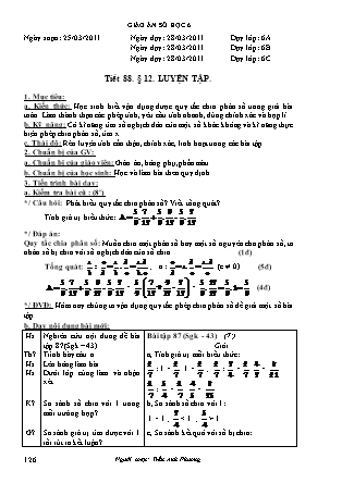 Giáo án Đại số Lớp 6 - Tiết 88, Bài 12: Luyện tập - Năm học 2010-2011 - Trần Anh Phương