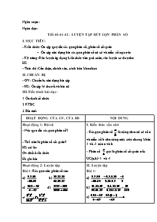 Giáo án Đại số Lớp 7 - Tiết 40-42