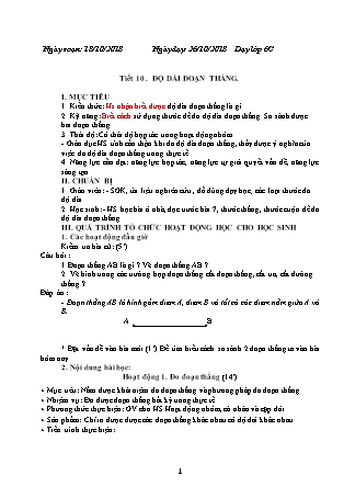 Giáo án Hình học Lớp 6 - Tiết 10-29 - Năm học 2018-2019