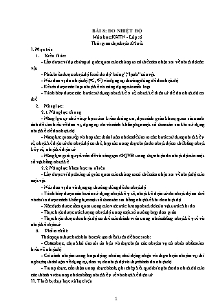 Giáo án Khoa học tự nhiên Lớp 6 (Bộ sách Kết nối tri thức và cuộc sống) - Chương 1: Mở đầu về khoa học tự nhiên - Bài 8: Đo nhiệt độ