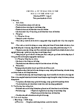 Giáo án Khoa học tự nhiên Lớp 6 (Bộ sách Kết nối tri thức và cuộc sống) - Chương 6: Từ tế bào tới cơ thể - Bài 22: Cơ thể sinh vật