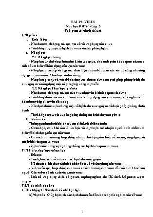 Giáo án Khoa học tự nhiên Lớp 6 (Bộ sách Kết nối tri thức và cuộc sống) - Chương 7 - Bài 29: Virus