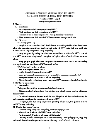 Giáo án Khoa học tự nhiên Lớp 6 (Bộ sách Kết nối tri thức và cuộc sống) - Chương 1: Mở đầu về khoa học tự nhiên - Bài 1: Giới thiệu về khoa học tự nhiên