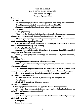 Giáo án Hóa học Lớp 6 (Bộ sách cánh diều) - Chủ đề 3: Chất