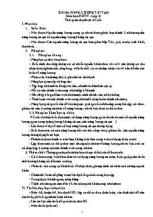 Giáo án Khoa học tự nhiên Lớp 6 (Bộ sách Kết nối tri thức và cuộc sống) - Chương 9: Năng lượng - Bài 50: Năng lượng tái tạo