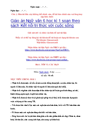 Giáo án Lịch sử Lớp 6 (Bộ sách Kết nối tri thức và cuộc sống) - Chương trình học kì 1