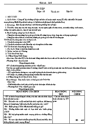 Giáo án Lịch sử Lớp 8 - Tiết 35: Ôn tập