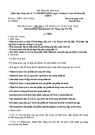 Giáo án Lịch sử Lớp 9 - Chủ đề 1: Vẽ tĩnh vật có ba vật mẫu - Trường THCS Tiên Thắng