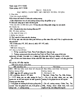 Giáo án Ngữ văn Lớp 6 - Bài 12: Đặc điểm, cách thức kể chuyện tưởng tượng - Năm học 2020-2021