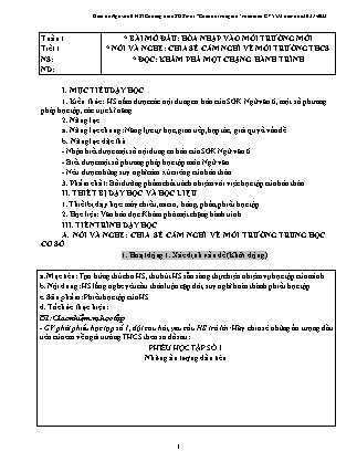 Giáo án Ngữ văn Lớp 6 (Bộ sách Chân trời sáng tạo) - Chương trình học kì 1 - Năm học 2021-2022