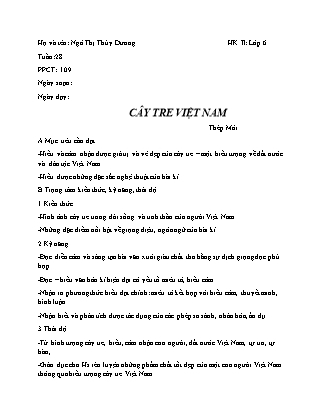 Giáo án Ngữ văn Lớp 6 - Tiết 109: Văn bản Cây tre Việt Nam