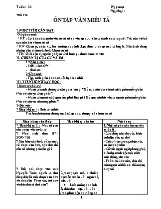 Giáo án Ngữ văn Lớp 6 - Tiết 126: Ôn tập văn miêu tả