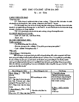 Giáo án Ngữ văn Lớp 6 - Văn bản Bức thư của thủ lĩnh da đỏ