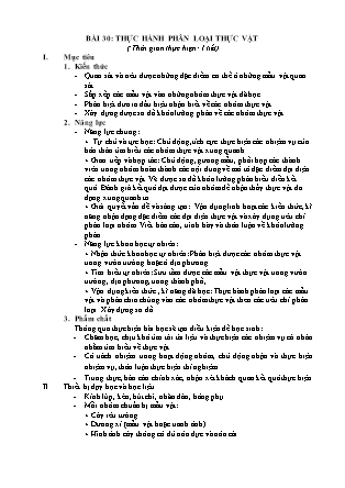 Giáo án Sinh học Lớp 6 (Bộ sách Chân trời sáng tạo) - Bài 30: Thực hành phân loại thực vật