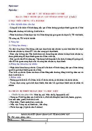 Giáo án Sinh học Lớp 6 (Bộ sách Chân trời sáng tạo) - Chủ đề 8: Đa dạng thế giới sống - Bài 23: Thực hành khóa lưỡng phân (Tiếp theo)