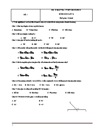 25 Đề kiểm tra 45 phút Hình học Lớp 6 - Chương 2 (Có đáp án)