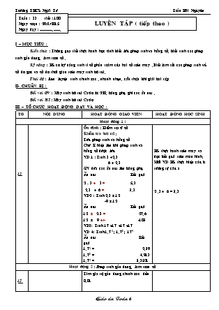 Giáo án Đại số Lớp 6 - Tiết 100: Luyện tập (Tiếp theo) - Trần Hải Nguyên - Trường THCS Ngãi Tứ