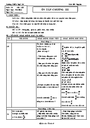 Giáo án Đại số Lớp 6 - Tiết 103: Ôn tập chương 3 - Trần Hải Nguyên - Trường THCS Ngãi Tứ