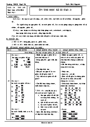 Giáo án Đại số Lớp 6 - Tiết 109, Phần 2: Ôn tập học kì 2 - Trần Hải Nguyên - Trường THCS Ngãi Tứ