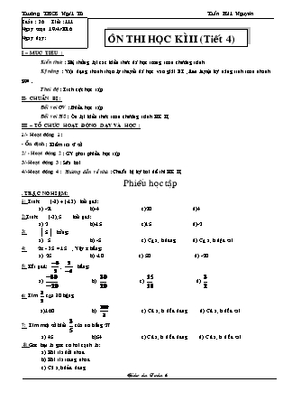 Giáo án Đại số Lớp 6 - Tiết 111, Phần 4: Ôn tập học kì 2 (Tiếp theo) - Trần Hải Nguyên - Trường THCS Ngãi Tứ