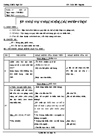 Giáo án Đại số Lớp 6 - Tiết 15, Bài 9: Thứ tự thực hiện các phép tính - Trần Hải Nguyên - Trường THCS Ngãi Tứ