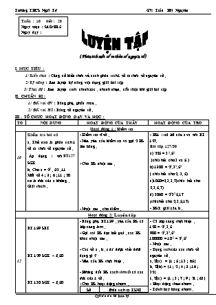 Giáo án Đại số Lớp 6 - Tiết 28: Luyện tập - Trần Hải Nguyên - Trường THCS Ngãi Tứ