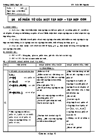 Giáo án Đại số Lớp 6 - Tiết 4, Bài 4: Số phần tử của một tập hợp. Tập hợp con - Trần Hải Nguyên - Trường THCS Ngãi Tứ