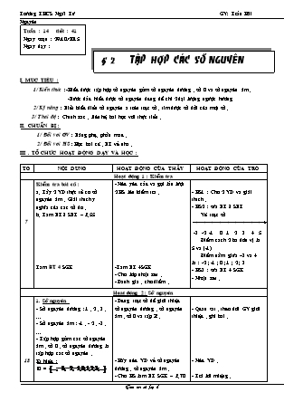 Giáo án Đại số Lớp 6 - Tiết 41: Tập hợp các số nguyên - Trần Hải Nguyên - Trường THCS Ngãi Tứ