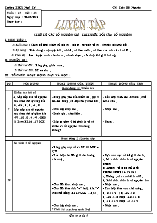 Giáo án Đại số Lớp 6 - Tiết 43: Luyện tập - Trần Hải Nguyên - Trường THCS Ngãi Tứ