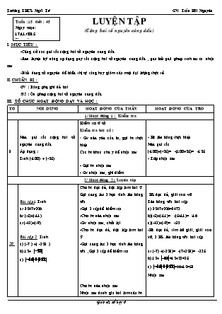 Giáo án Đại số Lớp 6 - Tiết 45: Luyện tập - Trần Hải Nguyên - Trường THCS Ngãi Tứ